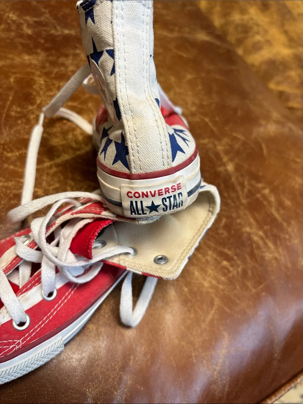 Converse Kids High-Top Sneakers - Red, White & Blue Stars